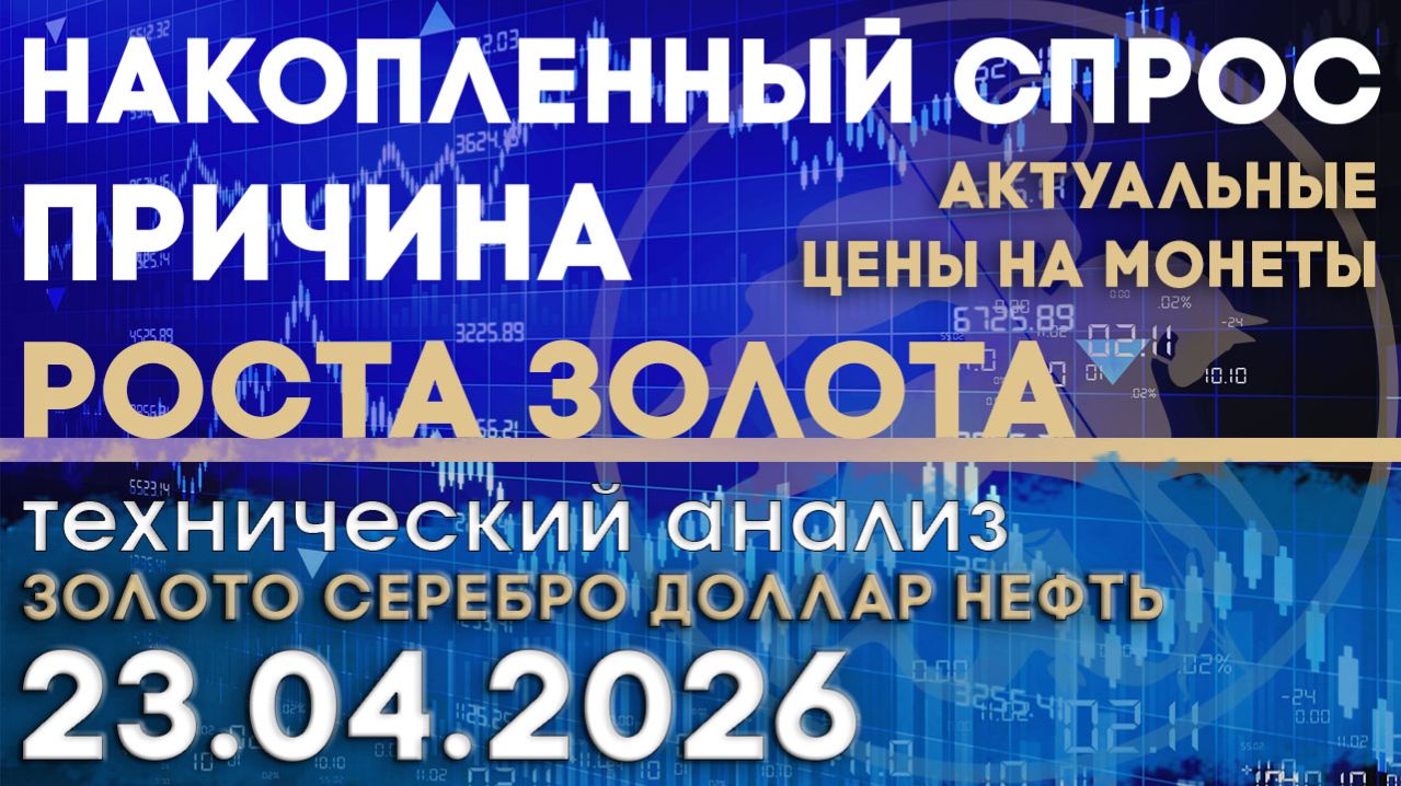 Накопленный спрос как причина роста золота. Анализ рынка золота, серебра, нефти, доллара 23.04.2026г