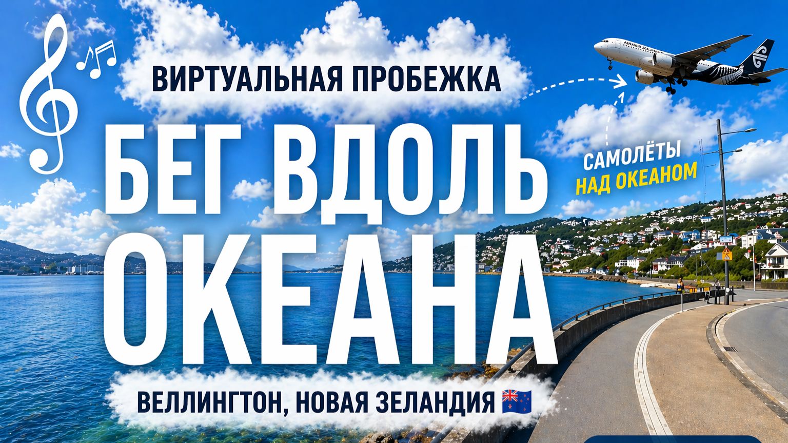 Видео для бега на беговой дорожке с музыкой | Виртуальная пробежка по побережью • Новая Зеландия |