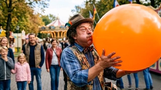 Прикол! Человек надул большой шарик