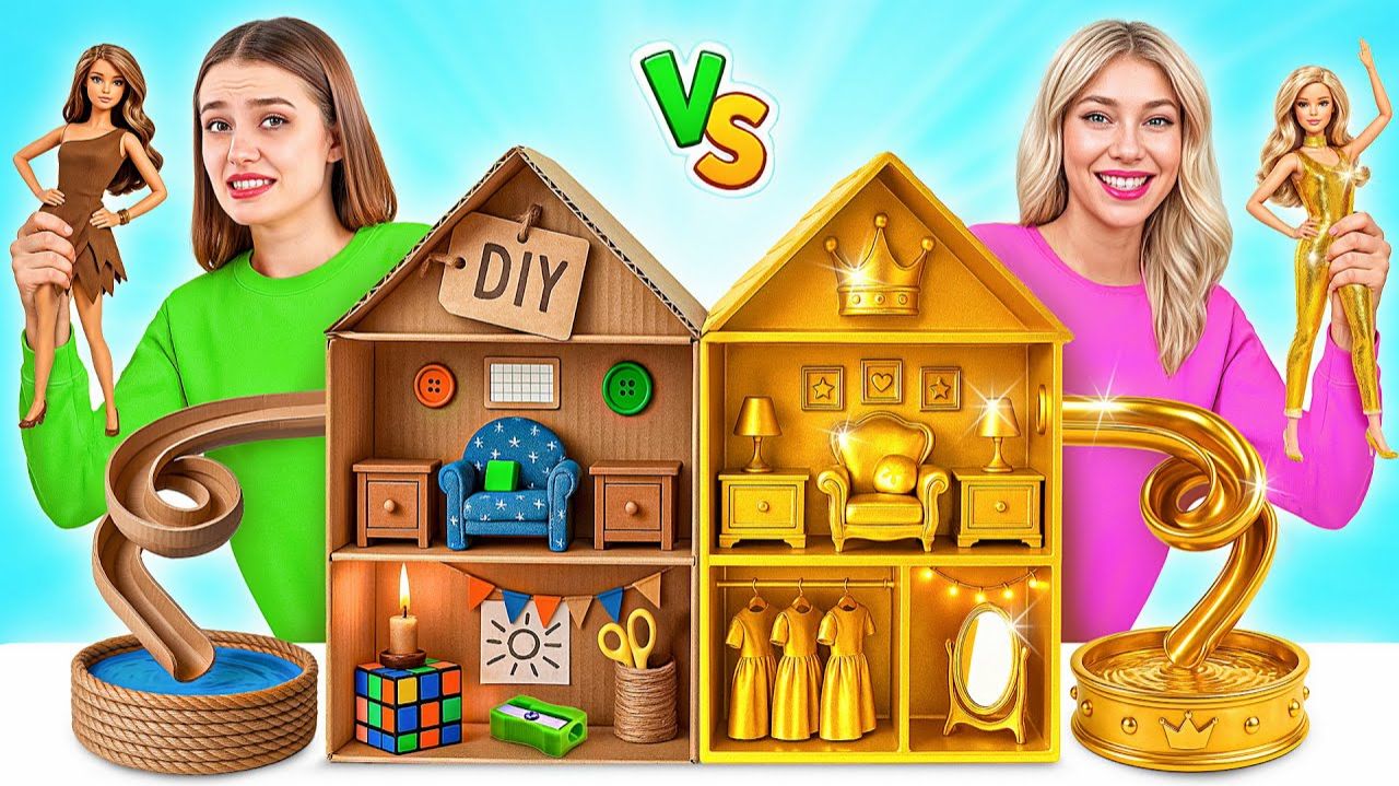 Строим Удивительный Кукольный Домик # Дорогой vs Дешевый Челлендж от Candy DO смотреть онлайн