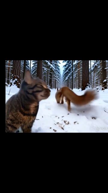 кошка и белка