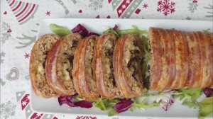 Мясной рулет из фарша и бекона - шикарная закуска для праздничного стола! 🎄🥩