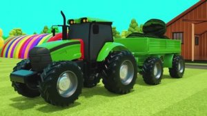 Учим цвета с помощью полицейских машин, самосвалов, сборочных шин и строительной техники