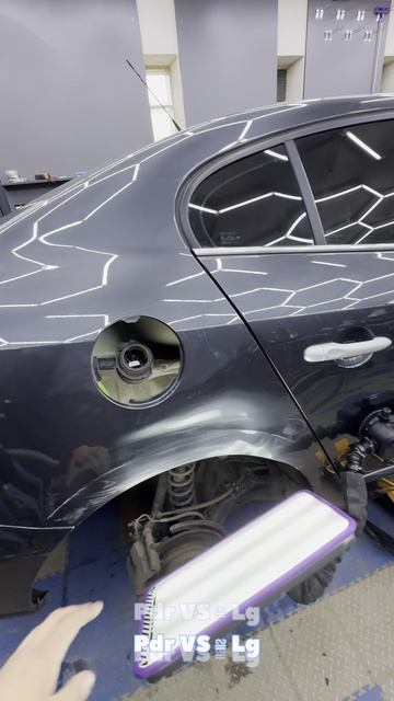 Восстановили геометрию заднего крыла. Вмятина ушла полностью краска вся своя. Шпаклёвки  ноль.