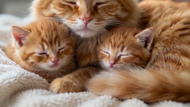 Рыжая семья 🐱 Утреннее пробуждение