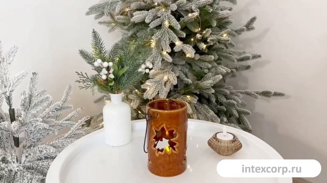 Подсвечник-фонарь ФАХРИ керамика оранжевый 14 см ALX619340-1