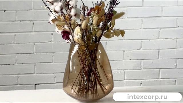 Стеклянная ваза ФРУАССЕ, бежевая, 24 см, 868857-1