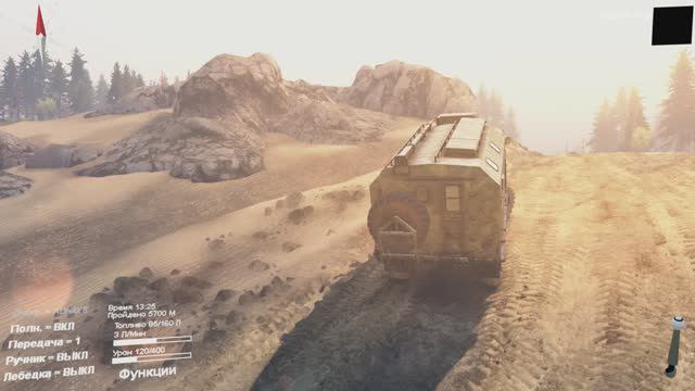 Spintires. Штурмую горки и знакомлюсь с лебёдкой и трансмиссией.