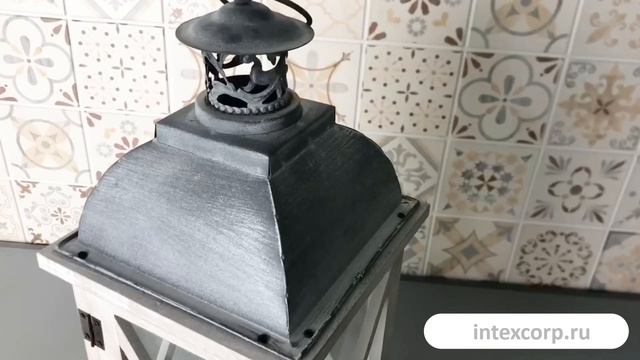 Подсвечник фонарь ТОНГЕРЕН дерево белый 41 см CAT300030-3