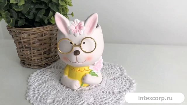 Подставка для яйца ЗАЮШКА УМНИЧКА в жёлтой блузке керамика 12х8 см APF807450-3