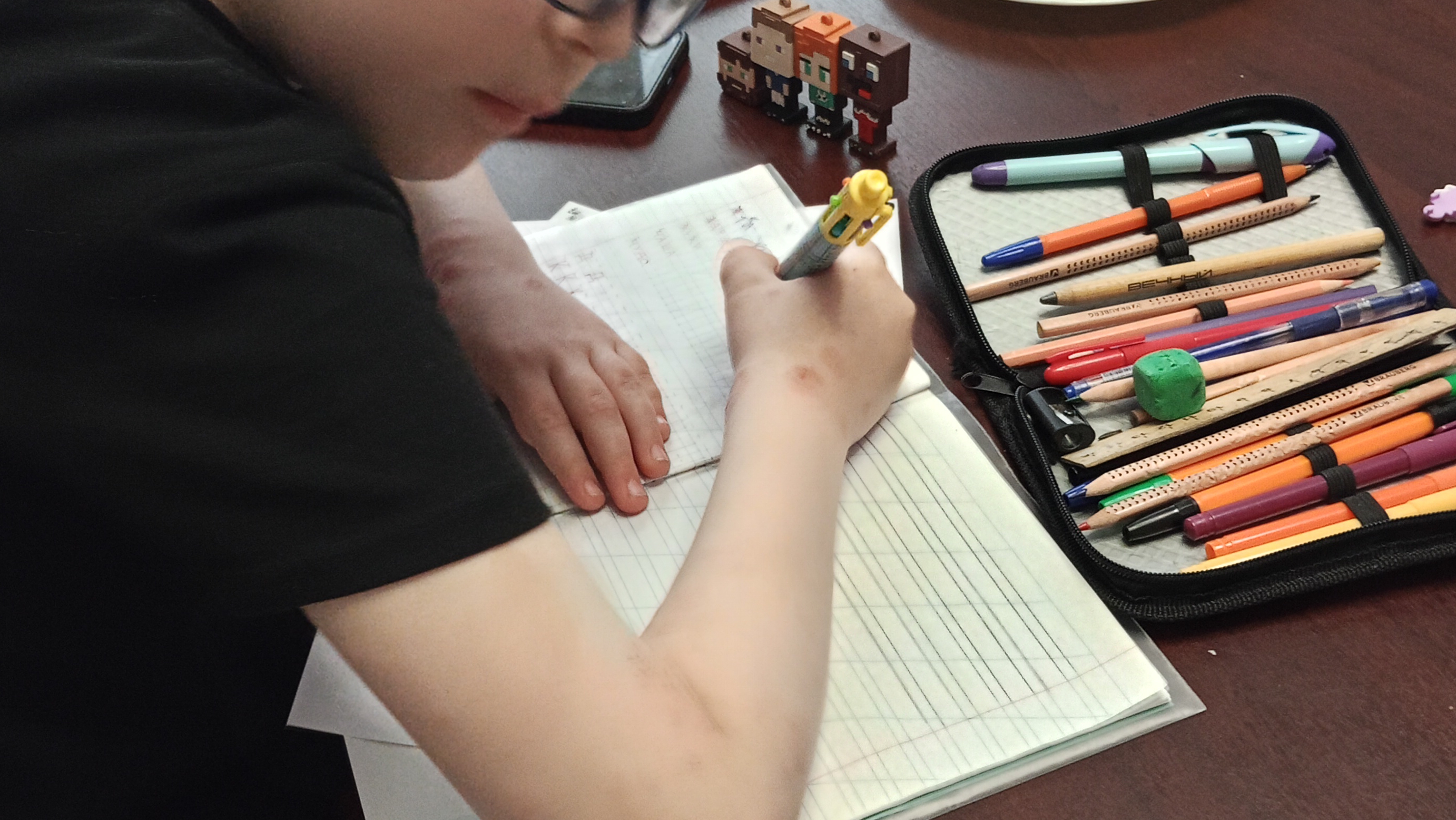 делаем уроки. Doing our homework