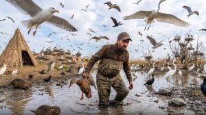 Строю хижину из тростника, и ловлю ужин) Бушкрафт на болоте птиц.