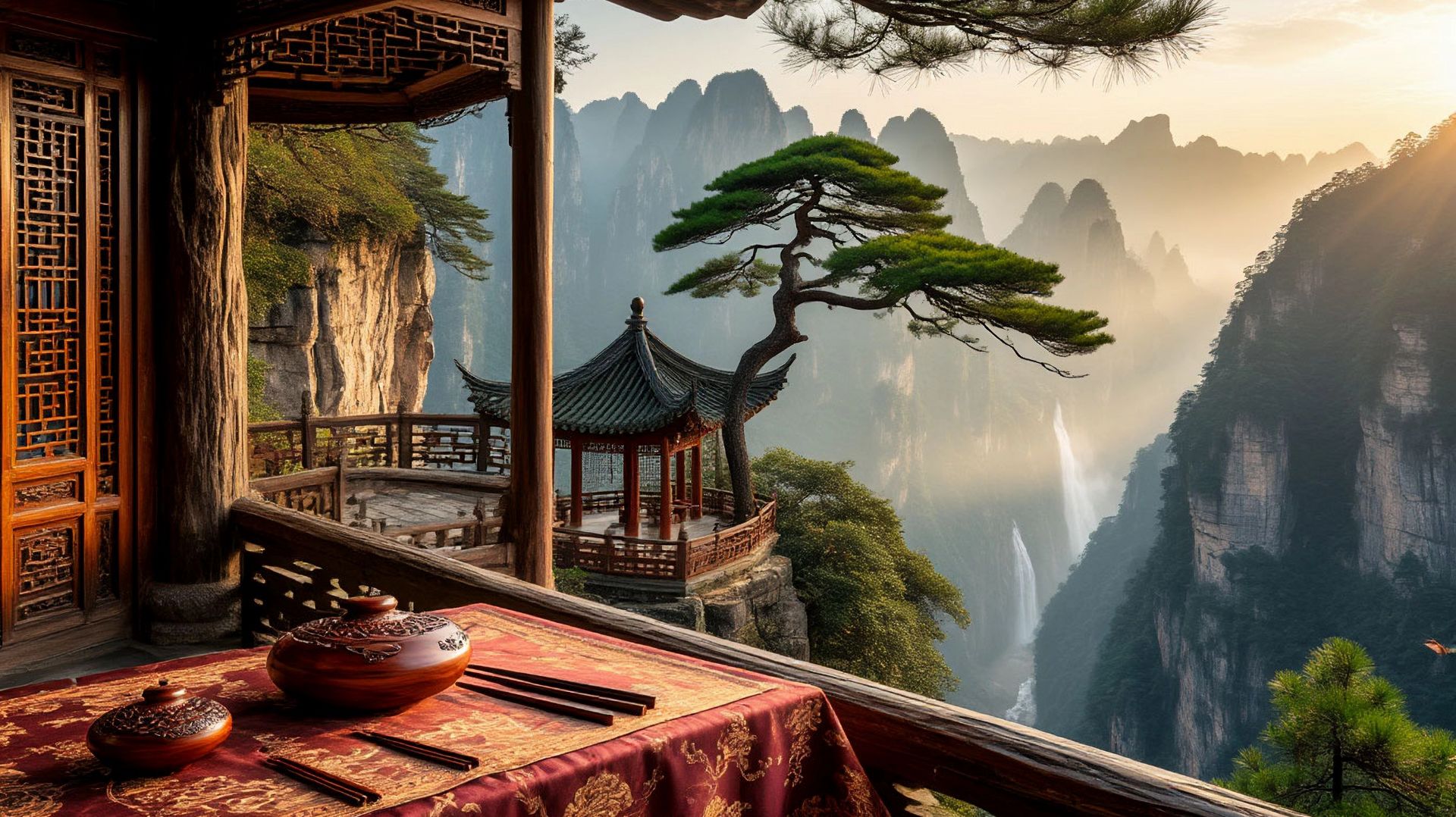 Утро в горах Чжанцзяцзе Релакс 4K  Гучжэн и Сюнь (432 Гц)