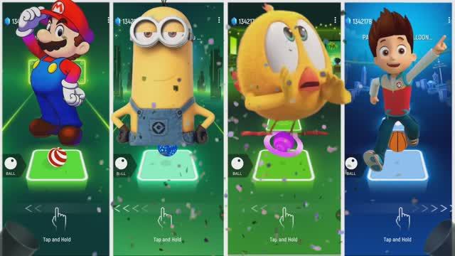 Марио против Миньонов и Щенячьего патруля! 🍄🍌 Эпичный баттл в Tiles Hop: Кто быстрее?