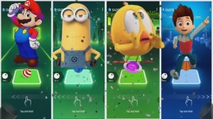 Марио против Миньонов и Щенячьего патруля! 🍄🍌 Эпичный баттл в Tiles Hop: Кто быстрее?