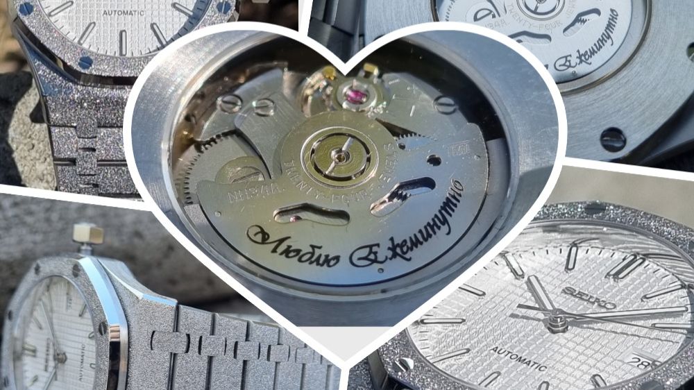 Часы на Заказ! Хомаж на Audemars Piguet RO в Бриллиантовом Корпусе с Гравировкой!