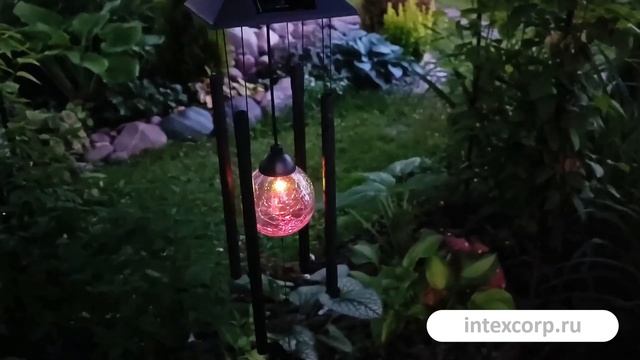 Садовый светильник - музыка ветра НОЧНОЙ МОТЫЛЕК, RGB LED-огонь, 74 см, DT3000120