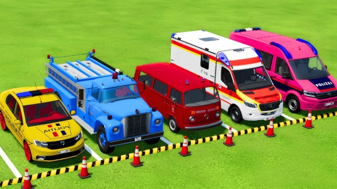 Мультики Про Полицейские Машины/Машины Скорой Помощи И Вертолеты На Больших Грузовиках для Детей