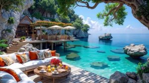 🎸 Приятный джаз в морском кафе 🎼 Босса-нова и волны для настроения и релакса ☕