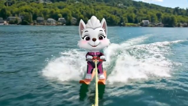 Щенячий патруль, Скай, Маршал, Эверест, Гончик, Крепыш и Роки катаются на водных лыжах. Для детей!
