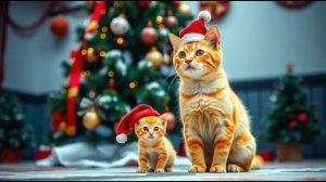 Посмотрите, что случилось с мамой-кошкой и котёнком в канун Рождества