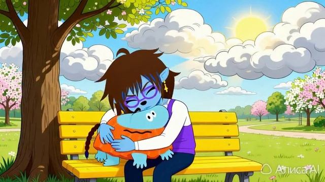 Я и Бодо обнимаются (Алиса AI)