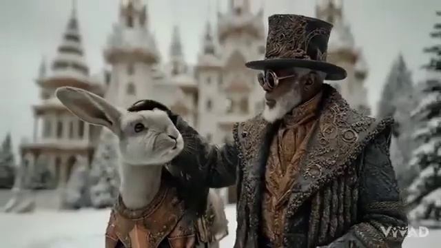 Зимняя сказка в стиле стимпанк. Видео от ИИ.