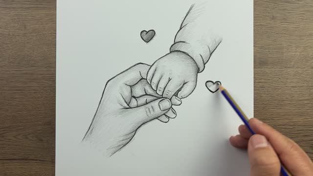 Как нарисовать руку младенца и руку матери
