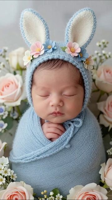 Очаровательный малыш в кроличьей шапочке #малыш #кролик #фото