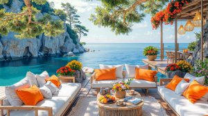 Лазурное море и уютная терраса под джаз 🌊 Летний релакс, отдых и атмосфера