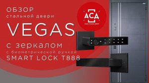 Стальная дверь Vegas с зеркалом с умной электронной ручкой Smart lock T888