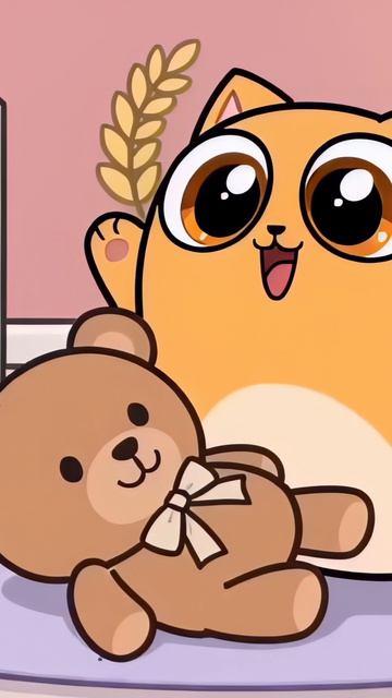 Коть и игрушечный мишка 🧸😸#котики #мультики #шортс #пушистыеистории