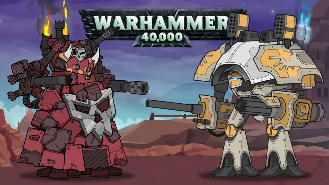 Титан  Полководец  vs Орочья крепость  Стомпа  - Мультики про танки ( Warhammer 40000 )