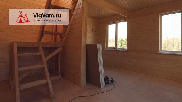 Отделка каркасного дома имитацией бруса и гипсокартоном