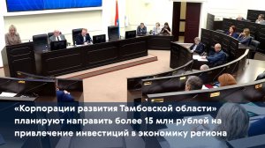 «Корпорации развития Тамбовской области» планируют направить более 15 млн рублей