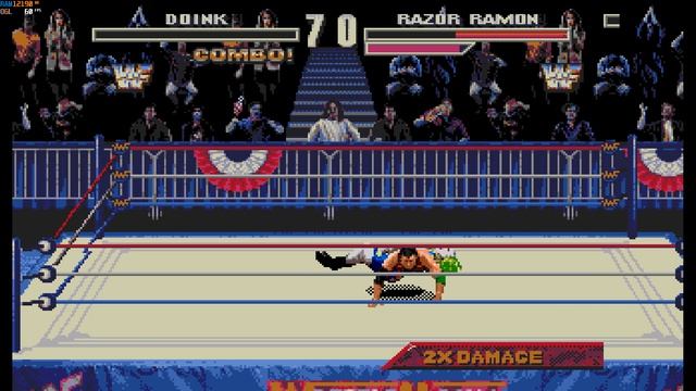 SMD WWF WrestleMania: The Arcade Game 1995 RetroArch - ядро Genesis Plus GX Wide