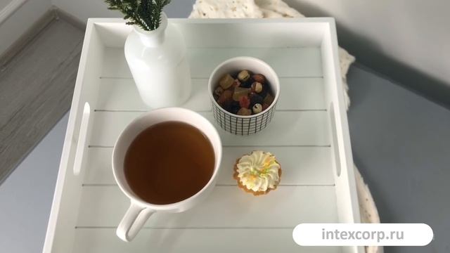 Сервировочный столик-поднос ОБРАЗ ЖИЗНИ со складными ножками, деревянный, белый, HZ1930550