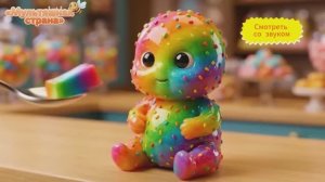 Съедобные малыши кушают вкусняшки. Мимишная ИИ - анимация.