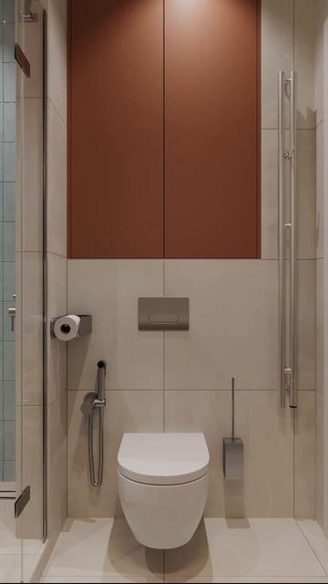 ЖК «ПаркСайд»: терракотовый минимализм. Баланс тепла и стиля в ванной. ❤️#дизайн #ремонт #ванная #жк