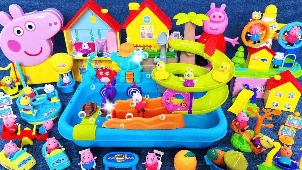 Мультики для детей. Аквапарк Свинка Пеппа: горка и бассейн. Смотреть онлайн мультики для малышей.