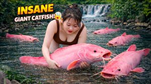 Поймала МНОГО гигантских рыб в Дикой реке 😱 НЕВЕРОЯТНЫЙ неожиданный улов! | Ли Тиеу Ким Куонг