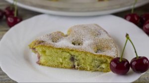 Пирог с черешней в духовке - самый простой рецепт приготовления! С чаем -  ооочень вкусно!