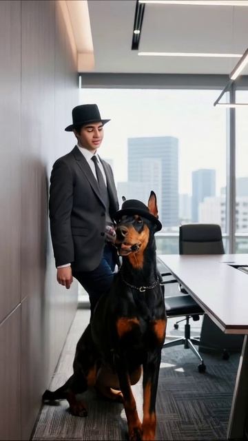 Стильная парочка: человек и доберман мода настойчивость дружба