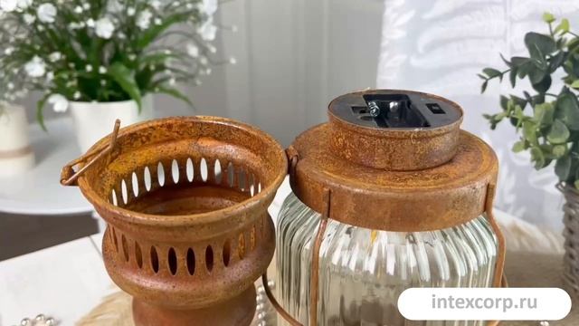 Светильник-фонарь ДАЧНЫЙ УЮТ, металл, стекло, тёплый белый LED-огонь, 29 см, HZ1954000