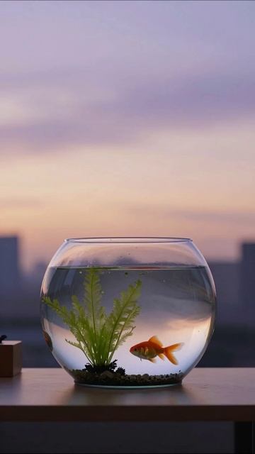 Золотая рыбка в аквариуме на закате #золотаярыбка #аквариум #природа #закат