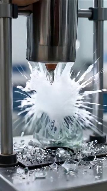 Разрушение стеклянной бутылки под давлением #эксперимент #разрушение #наука