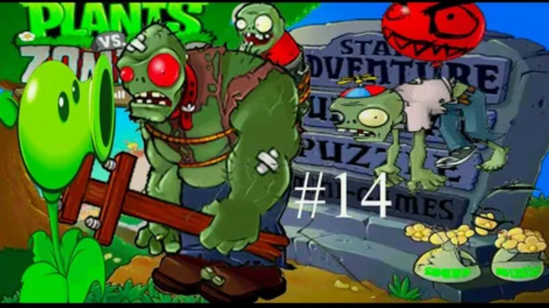 Зомби- Монстры атакуют растения на крыше.