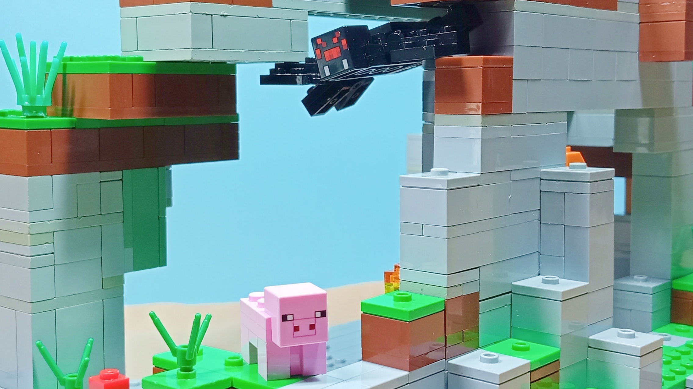 Lego Minecraft: пещера внутри холма обзор самоделки