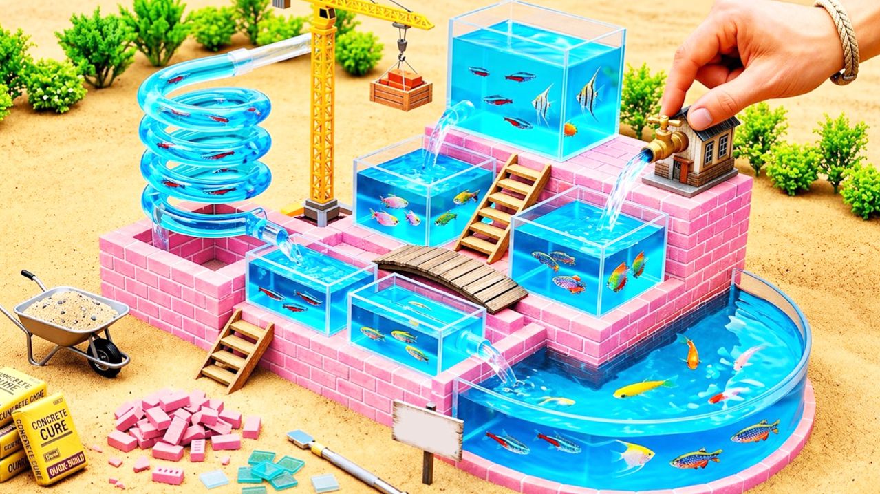 Мультики для детей. Аквариум из прозрачной водопроводной трубы 🐟.  Мультики для малышей