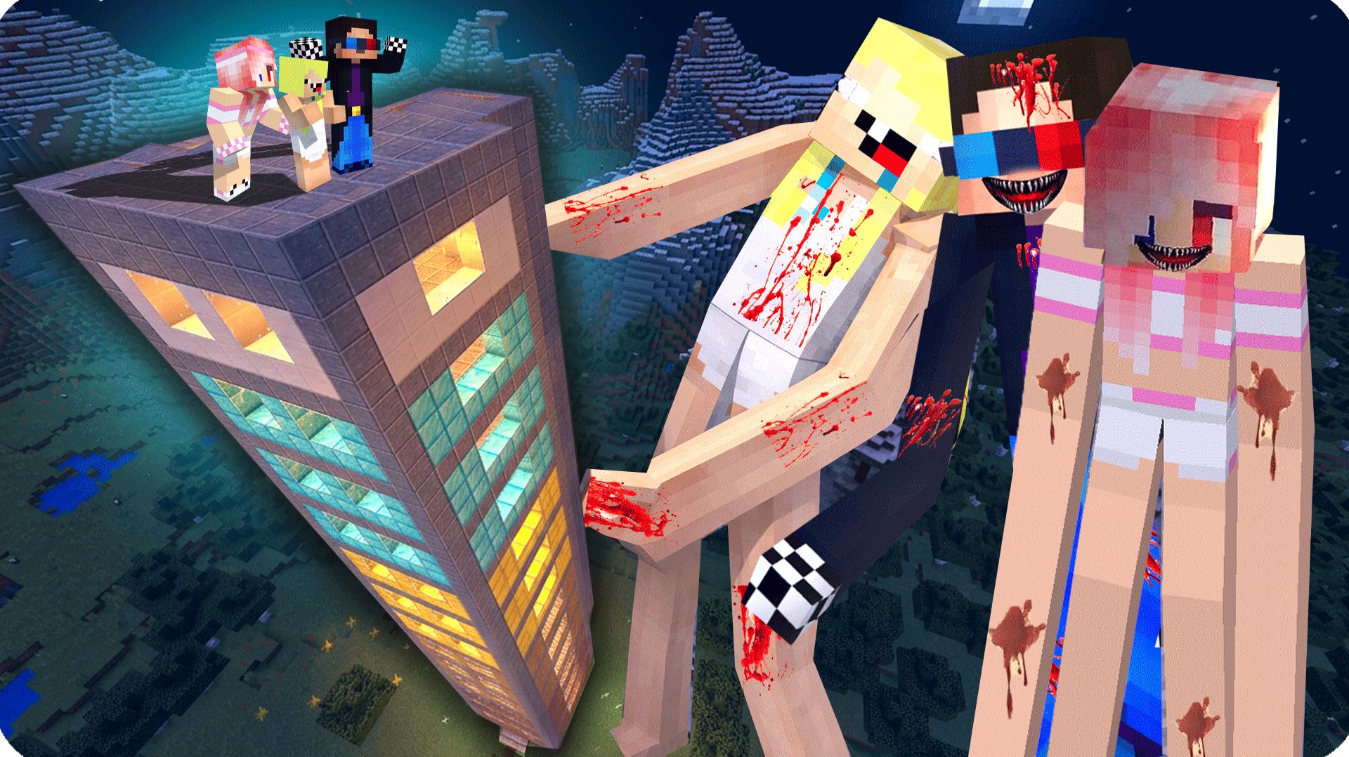 ❤️🔥ПОСТРОИЛИ БАЗУ на НЕБОСКРЕБЕ ПРОТИВ СЛОМАННОГО ШЕИ НУБИКА ЛЕСКИ в МАЙНКРАФТ! НУБИК